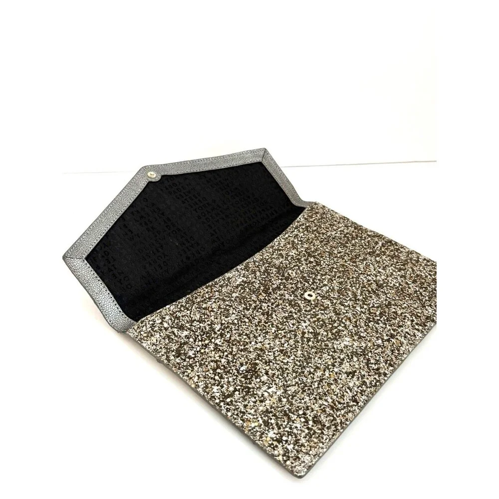Kate Spade New York Glitter Envelope Clutch Champagne Rose Gold Evening Pouch
